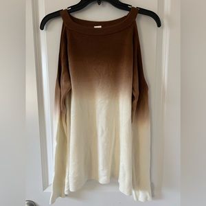 Venus Brown and Cream Gradient Cold Shoulder Sweater Size Medium